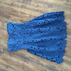 Royal Blue Strapless Eyelet Dress